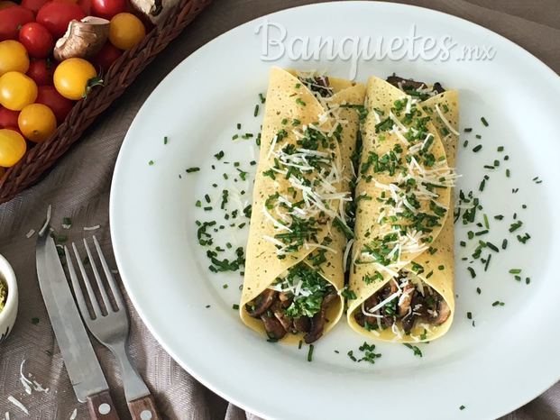 Crepas de champiñones con queso