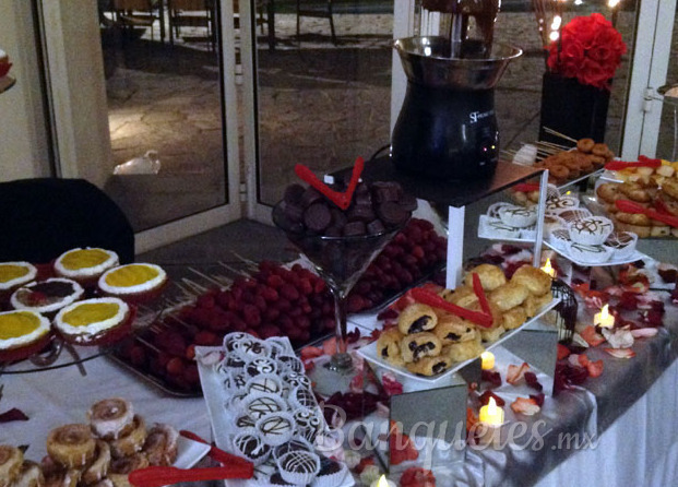 Barra de postres, fuente de chocolate, candy bar